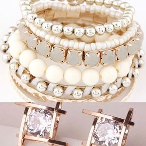 ⚡️NEVER WORN⚡️GOLD/SILVER STUDE & PEARL BRACELET